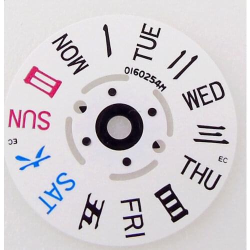 For NH36 Movement Calendar Wheel Week Day Display For 3 o'clock Crown White Color