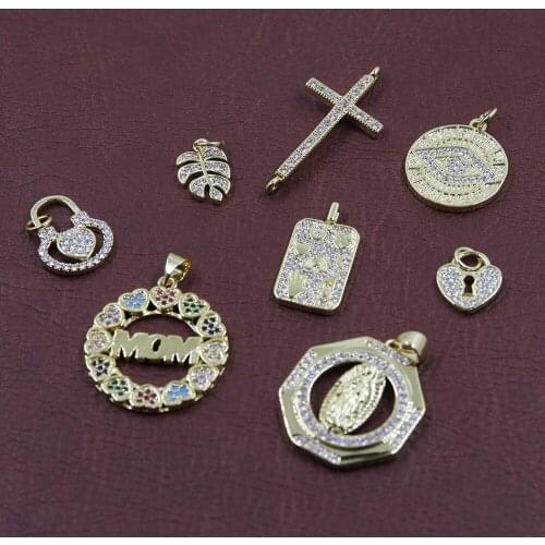 Cross Charms for Jewelry Making Gold Jesus Our Lady Design Charms Charm Diy Earring Bracelet Necklace Copper Zircon Accessories