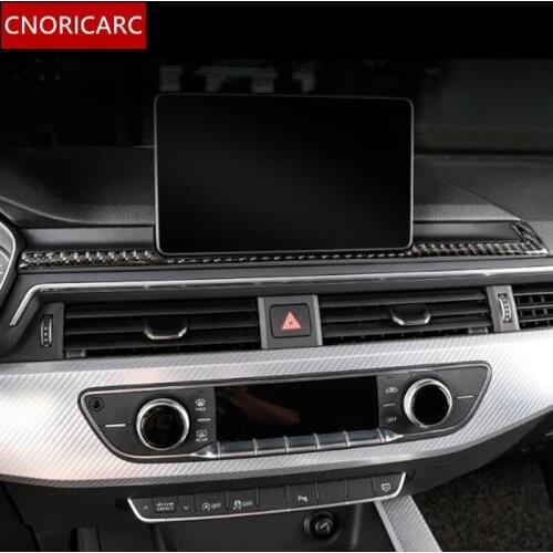 Carbon Fiber Dashboard Navigation Trim Strips 2Pcs For Audi A4 2017 2018 LHD Car Styling Interior Molding