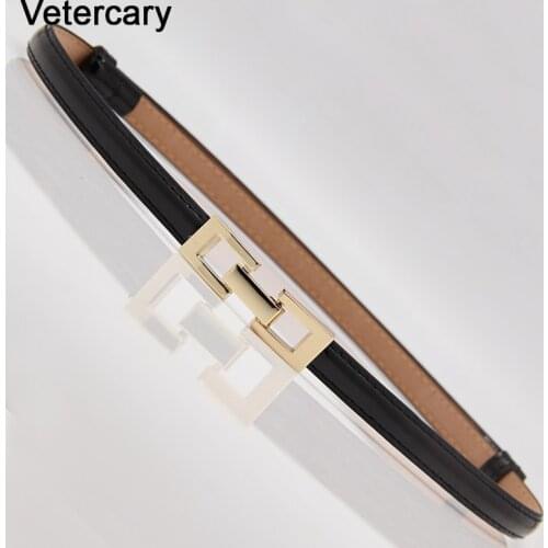 Thin Belt Gold Square Buckle Women Adjustable Waistband For Dress Elegant Strap Adjust Female Slim Cummerbund Black Faux Leather