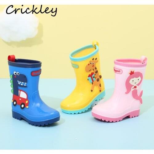 Mermaid Dinosaur Kids Rain Boots Fashion Cartoon Animals Rain Shoes For Girls Boys PVC Non Slip Childrens Waterproof Shoes