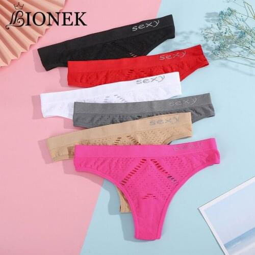 BIONEK Sexy Womens Panties Briefs Unique Hollow Underwear Seamless Thongs Female Underpants G-String Lingerie Stretch Bikini