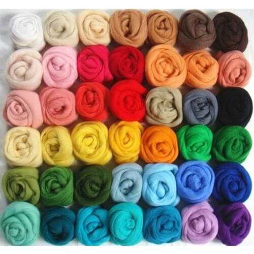 36 Colors Merino Wool Fibre Roving For Needle Felting Hand Spinning DIY Fun Doll Needlework Raw Wool Felt poke 5g/bag