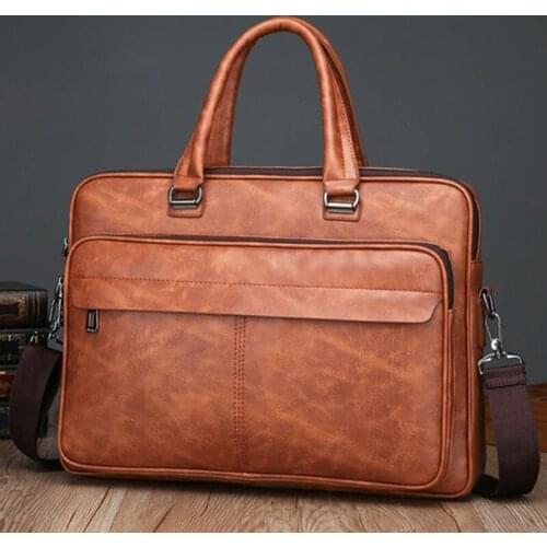 Office Single Shoulder Mens Large Capacity Computer Messenger Bag Leather Men Briefcase Bag Trade Mens Bag