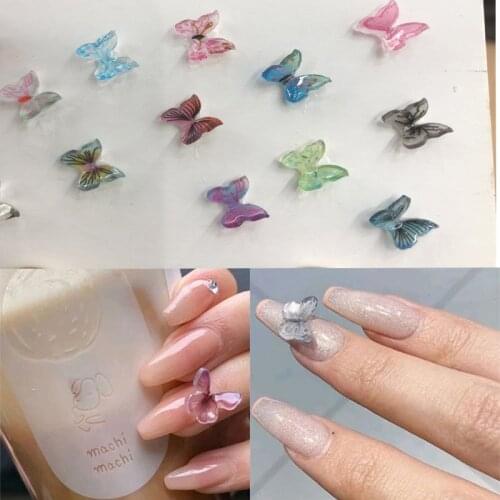 100pcs/ Nail butterfly insDIY handmade nail three-dimensional butterfly mini nail jewelry small butterfly (mix colors)