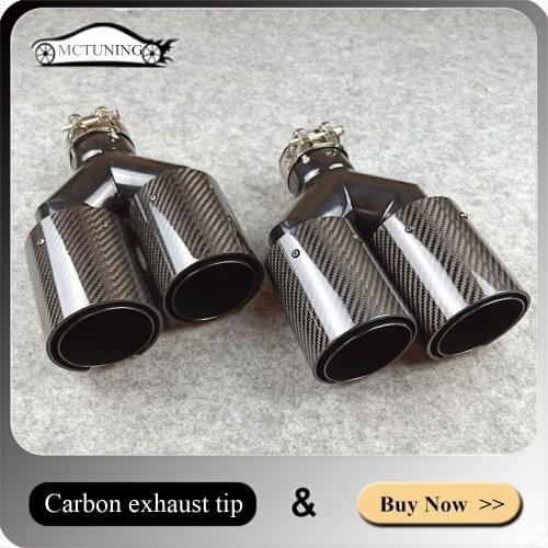 Y Model Dual Exhaust Pipe For M performance Rear Muffler Tips M2 M3 M4 M5 M6 Carbon Fiber Glossy Black Car Styling End Tailpipes