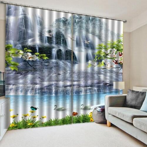 Blackout curtain white waterfall curtains 3D Curtains set For Bed room Living room Office Hotel Home Wall Decorative
