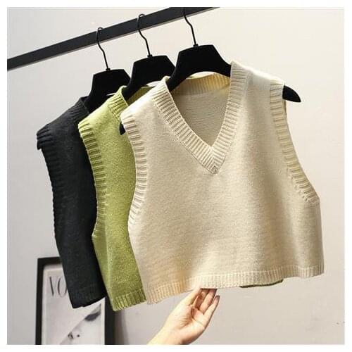 Women Sweater Vest Sweater Vest Womens Spring Autumn Loose V-neck Sleeveless Knitwear Waistcoat Wool Vest