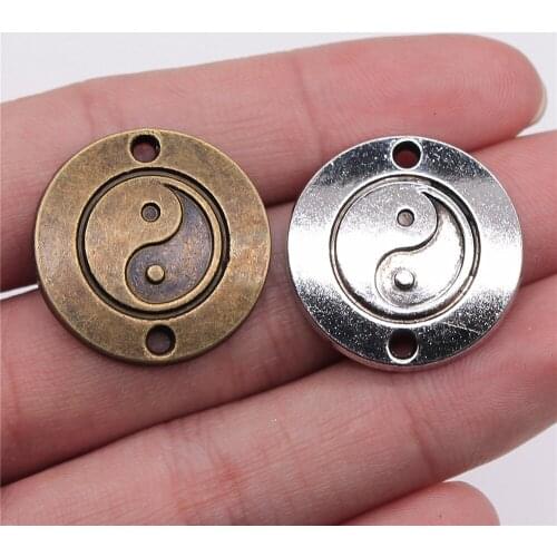10pcs 25x25mm Antique Bronze Tai Chi Charms Connector Yin Yang Connector Charm Tai Ji Connector Charm