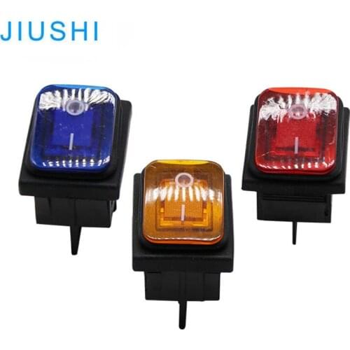 Waterproof KCD4-202N 6 pins rocker switch DPDT power switch illuminated red green 220v