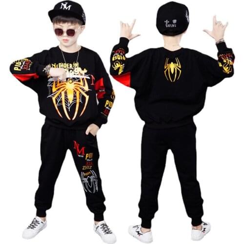 2 Pieces/set Kids Set Cotton Spider Animal Printed Pullover Suit Children Sweatshirt Pants Long Sleeve Clothes for Boys Child