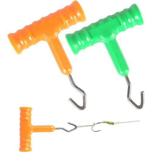2Pcs ABS Grip+Stainless Steel Smooth Knot Hook Carp Fishing Knot Puller Rig Making Rig Tool Terminal Fishing Tackle Accessories