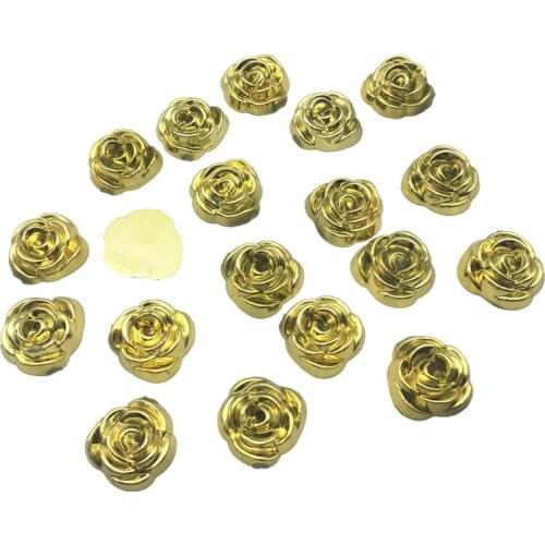 200pcs 14mm Shiny Silver/Gold Rose Flower Flatbacks Embellishments DIY Christmas Cabochons Decorations Christmas Crafts