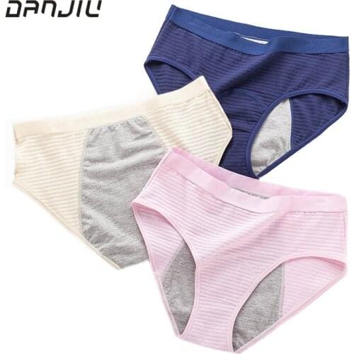 3pcs European Size Women Cotton Physiological Period Leak Proof Menstrual Panties Breathable Solid Soft Female Underwear Breifs