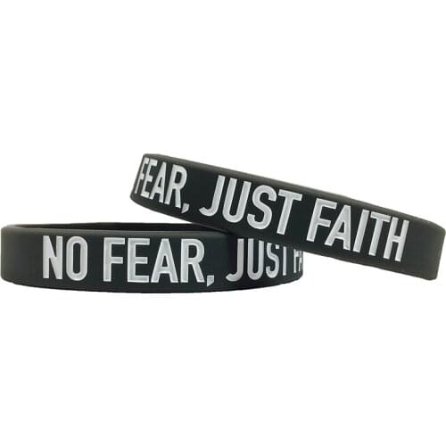 300pcs Motivational NO FEAR JUST FAITH Silicone Bracelets Rubber Wristbands Free Shipping by DHL