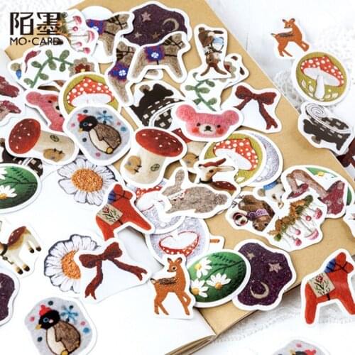 46pcs/box wool for Felt handmade museum series scrapbooking sticker DIY Luggage Bike Notebook Laptop Decorative Patches