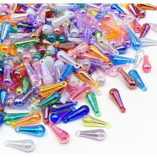 30pcs/lot 8x22mm AB Color Drop Shape Acrylic Bead Loose Spacer Beads for Jewelry Making DIY Bracelet