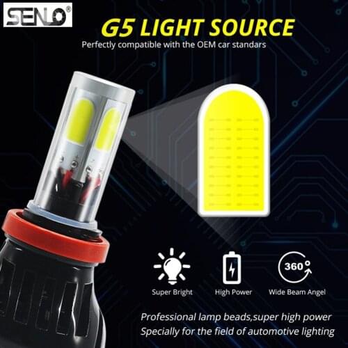 H4 H7 Led Car Light H1 H3 H11 9005 9006 5202 H13 Car Headlights Fog Lamp 4 Side COB Chip 6000K 8000LM White G5 kit Bulbs 12V 80w