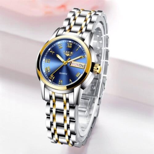 2019 LIGE Woman Watches Rose Gold Top Brand Luxury Watch Women Quartz Waterproof Womens Wristwatch Ladies Girls Watches Clock
