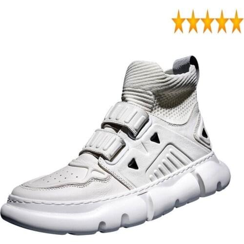Designer Mens High Top New Skateboard Man Casual Joggers Sneakers Classic Hook Loop Hip Hop Trainers Genuine Leather Shoes