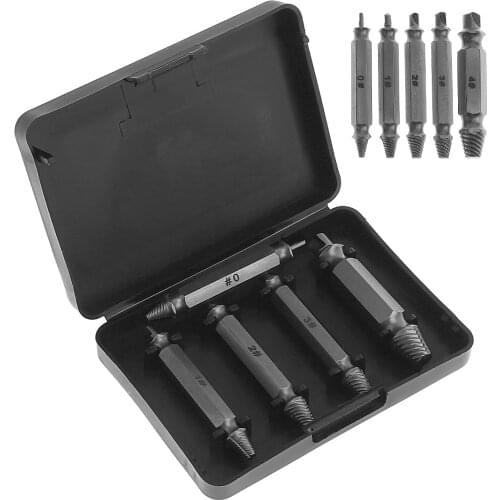 5pcs Screw Extractor Alloy Steel Double Head Screw Extractor with Drill Bit Tools Kit and Multi-functional for Removing Tools
