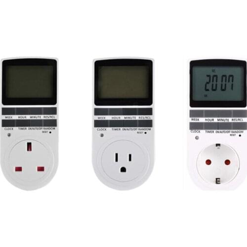 EU Electronic Digital Timer Switch EU US UK Plug Kitchen Timer Socket Outlet 230V 50HZ 7 Day 12/24 Hour Programmable Timing