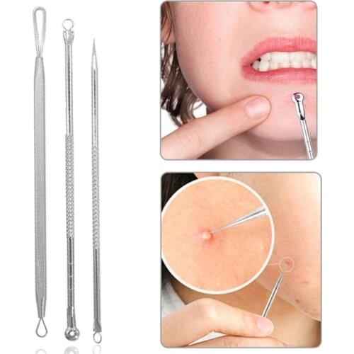 1pc/3Pcs Blackhead Pimple Acne Remover Tool Spoon for Face Cleaning Skin Care Acne Tweezers Comedone Blemish Extractor Needle