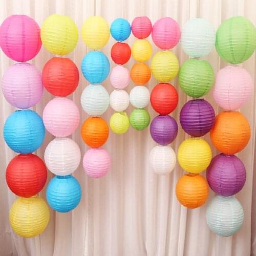 1 Pcs 4" 6" 8" 10"12" 14" 16" Chinese Paper Lanterns Round Paper Ball Lamps Wedding Party Lampion Decor Christmas Home Supplies