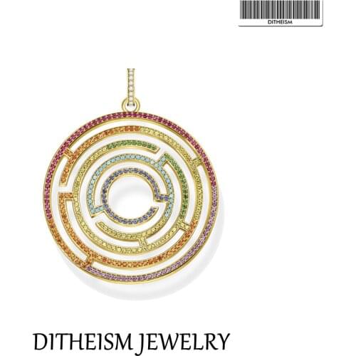 Pendants Golden Maze 925 Sterling Silver With Colourful Stones Fit Necklace 2021 New Fine Jewelry Accessories Trendy Bijoux Gift