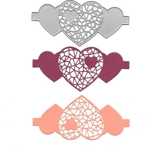 Heart Slimline Metal Cutting Dies Scrapbooking Craft DIY Stencil Edge Embossing Folder Clear Stamps and Planner Die Cut