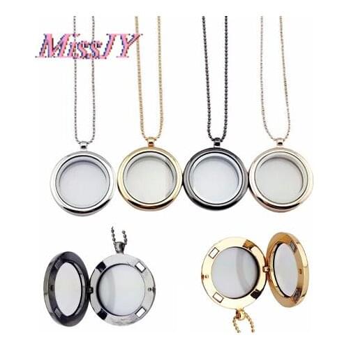 Fashion Round Can Open Floating Locket Memory Living Magnet Glass Locket Pendat For Women Necklace Jewelry Making 30mm