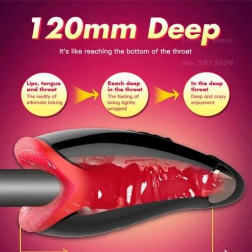 Oral Sex Male Penis Masturbator 12cmDeep Throate Vagina Tongue Sucking Smart Heating Voice Interaction Vibrator Sex Toys For Men