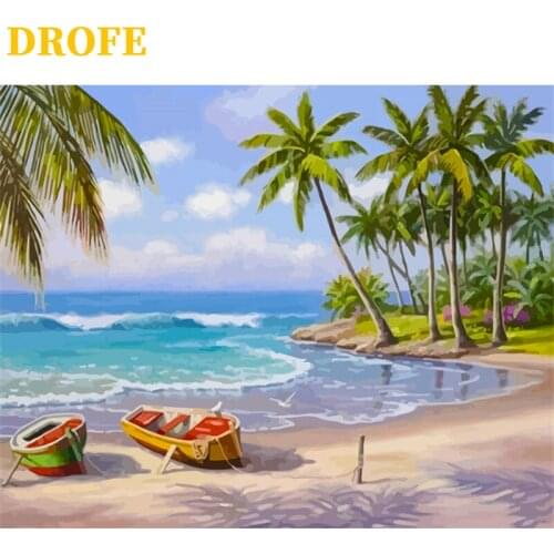 DROFE Seascape DIY Painting By Numbers Wall Art Decor Handpainted Modern Oil Painting On Canvas For Living Room Gift Artwork