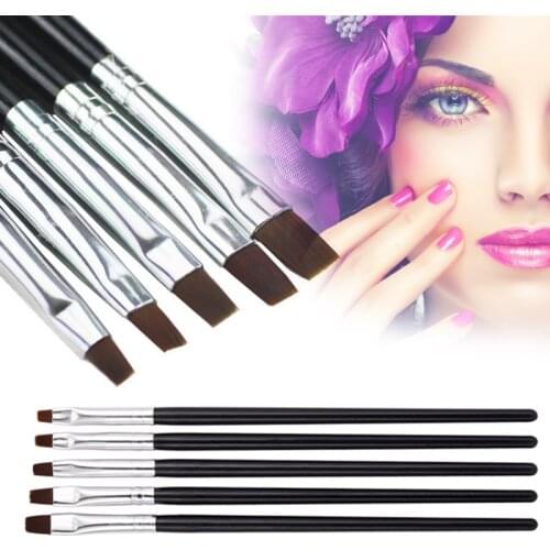 5Pcs Nail Art Flat Brush Kit Acrylic UV Gel Salon Pen Dotting Professional Tool Brush Kit Decorations Painting Pencil TSLM1