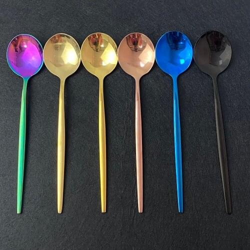 6PCS Dinnerware Cutlery Set Dessert Spoon 304 Stainless Steel Cake Fruit Spoons For Dessert Coffee Spoon Gold Dessert Tools