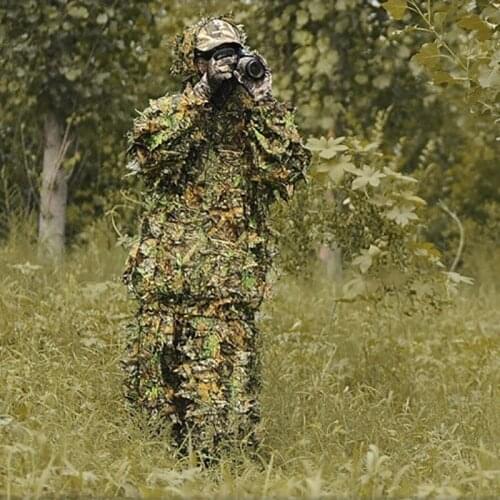 Hunting clothes New 3D maple leaf Bionic Ghillie Suits Yowie sniper birdwatch airsoft Camouflage Clothing jacket and pants