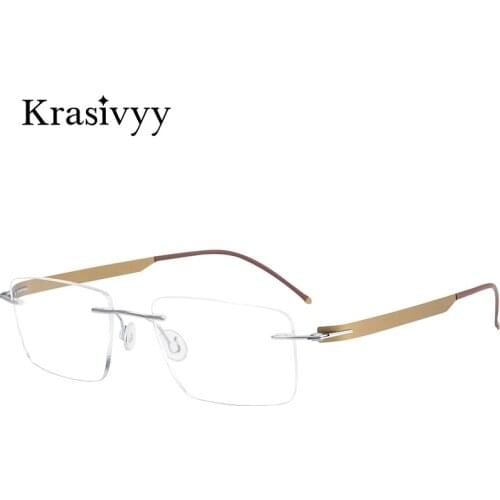 Krasivyy Square Rimless Glasses Frame Men Pure Titanium Screwless Myopia Prescription Eyewear Women 2021 New Optical Eyeglasses