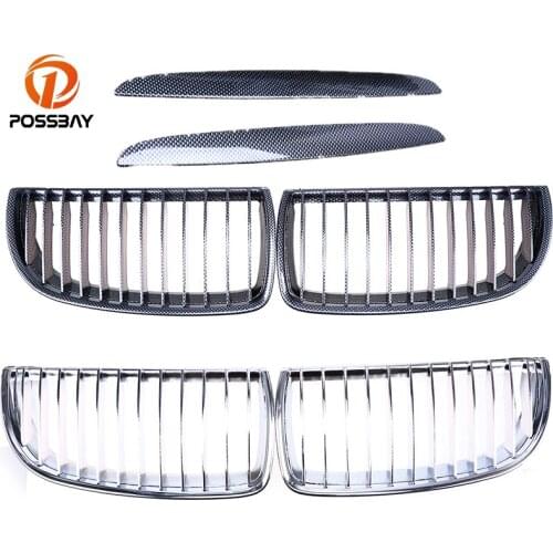POSSBAY Carbon Fiber Front Grille Grills for BMW 3-Series E90 318i/320d Sedan 2005 2006 2007 2008 Pre-facelift Racing Grilles