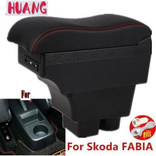 For Skoda Fabia Roomster armrest box Interior Parts special Retrofit parts Car Armrest Center Storage box USB LED