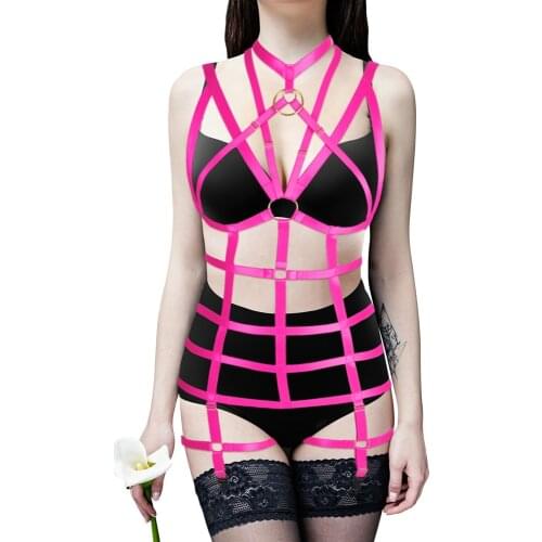 Full Body Harness Cage Bra Elastic Hollow Out Stocking Bandages Sexy Festival Rave Women Harness Belt Strappy Crop Tops Bralette