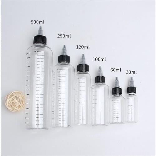 30-250ml Plastic Liquid Capacity Dropper Bottle Twist Top Cap Tattoo Pigment Ink Containers Travel Portable Essential Oil Bottle