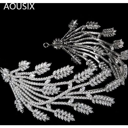 Handmade Luxury Cubic Zirconia Headband Wedding Bridal Headband Headdress Baroque Women Hair Jewelry Prom Headwear Wholesale