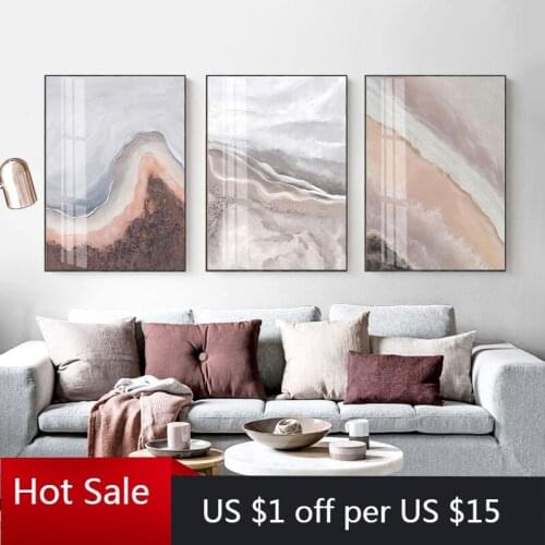 Nordic Abstract Haihe Beach Wall Art Canvas Painting Pink Poster Print Living Room Dining Room Mural Decoration