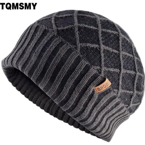 TQMSMY Winter Hats For Men Warm Knitted Plaid Bonnet Beanie Women Outdoor Double Layer Skullies Beanies Add Velvet Gorras TMA96