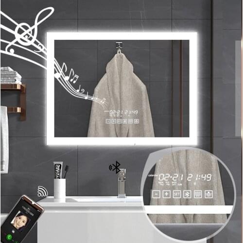 Wall-mounted Smart Mirror LED Bathroom Mirror Explosion proof Anti-fog Bathroom Makeup Mirror Bluetooth-compatible speaker