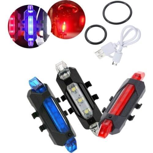 Waterproof USB Rechargeable LED Mountain Bike Cycling Taillight Rear Bicycle Light Riding Warning Safety Signal Lamp Taillamp