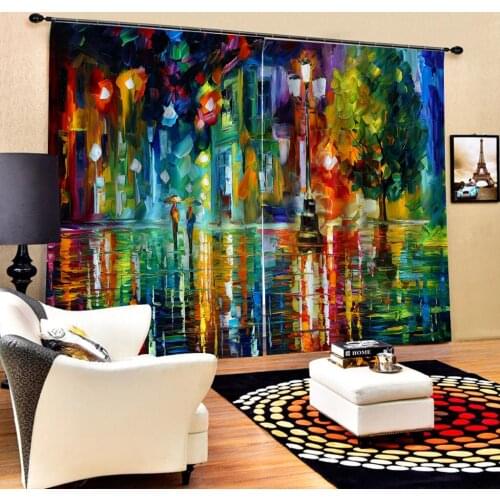 High quality custom 3d curtain fabric oil paiting curtain 3D Window Curtains For Living Room Bedroom