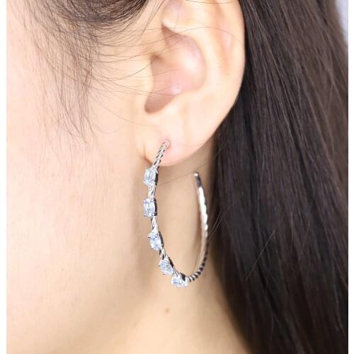 Gems Ballet 2.94Ct Oval Natural Sky Blue Topaz Gemstone Hoop Earrings 925 Sterling Silver for Women Wedding Gift Fine Jewelry