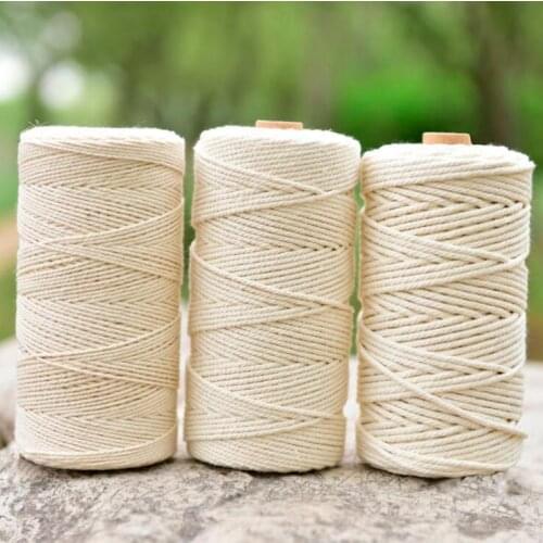 1-10mm Beige Cotton Twisted Braided Cord Rope Diy Handmade Home Textile Accessories Craft String Wedding Decoration