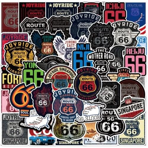 10/30/50 PCS New Route 66 Graffiti Cartoon Anime Pretty Sticker Luggage Laptop Cup Guitar Waterproof Sticker Custom Wholesale
